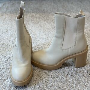 Dolce Vita Cream Leather Ankle Boots